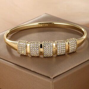 Elegant 14K gold-plated zircon-encrusted bracelet Bangle Cuff